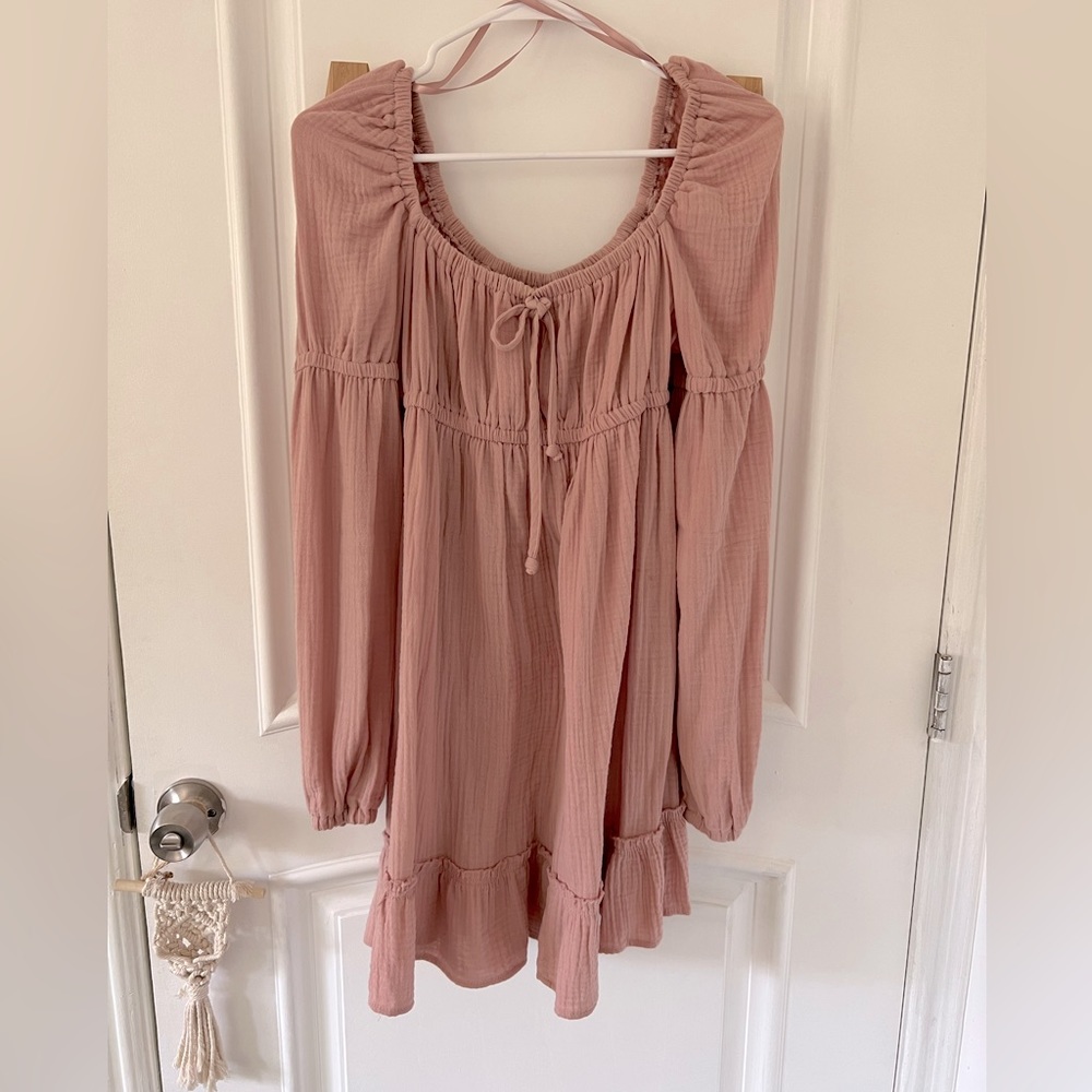 Pink Gauze Drop Shoulder Wild Fable Mini Dress